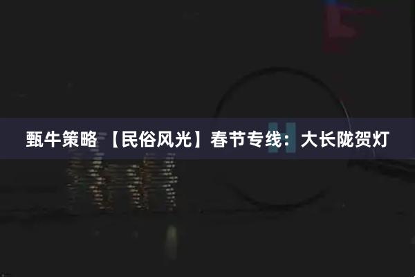 甄牛策略 【民俗风光】春节专线：大长陇贺灯